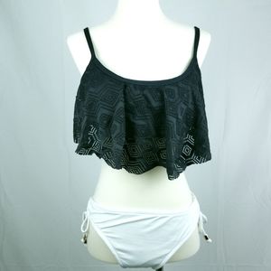 APT. 9 Black Lace Overlay Swim Top Sz L